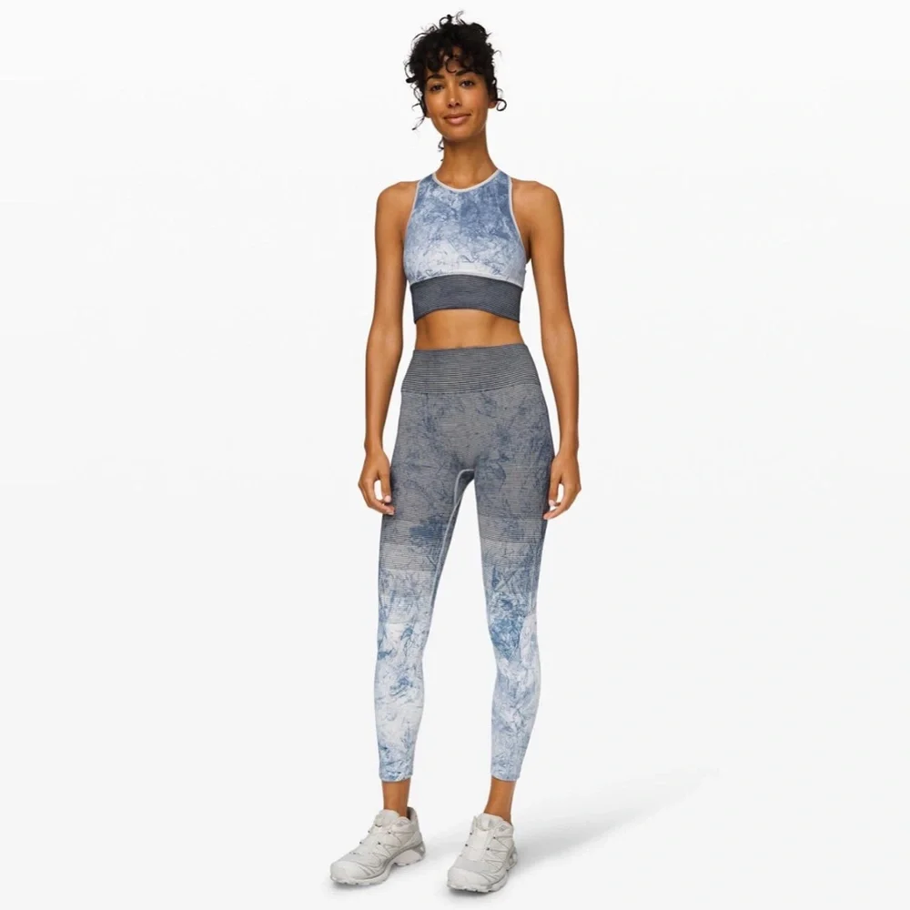 Lululemon Ebb To Train Bra Luna Wash Long Line High Neck Crop Tank‎